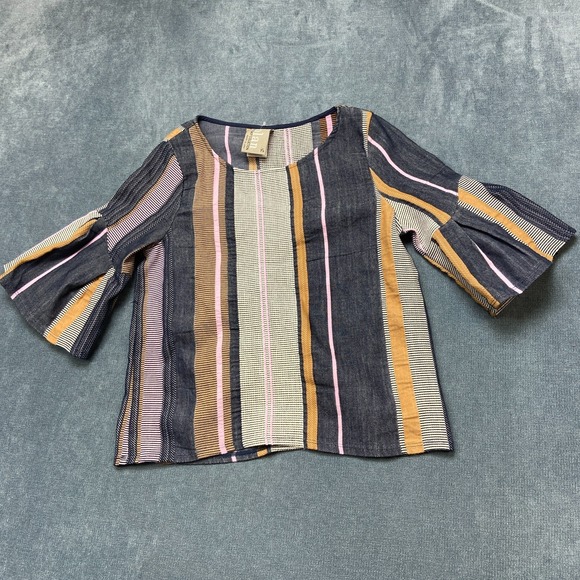 dolan Tops - Anthropologie Dolan Left Coast Blouse Top Womens Multicolor Jacquard Bell Sleeve